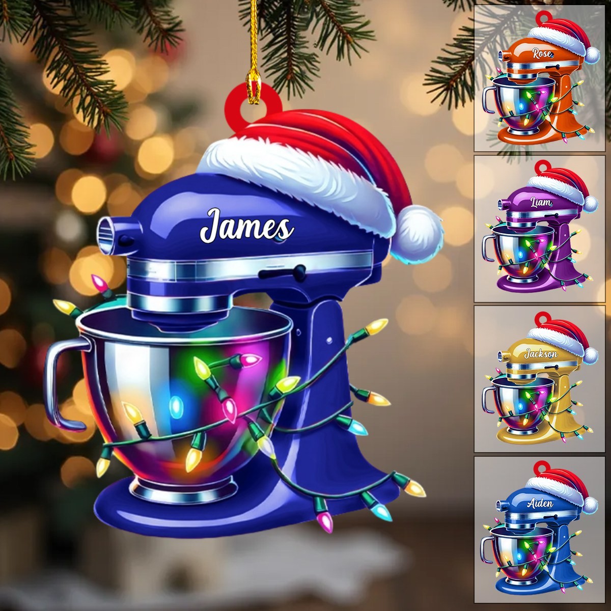 Personalize Custom Name Baker Christmas Ornament, Santa Christmas Gift