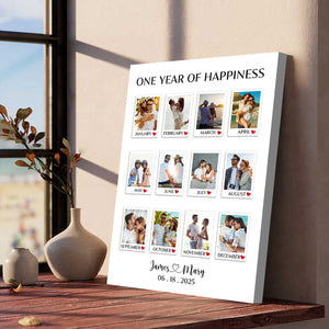 A Year Full Of Love Couple Anniversary Gift - Personalized Custom Photo Canvas Poster