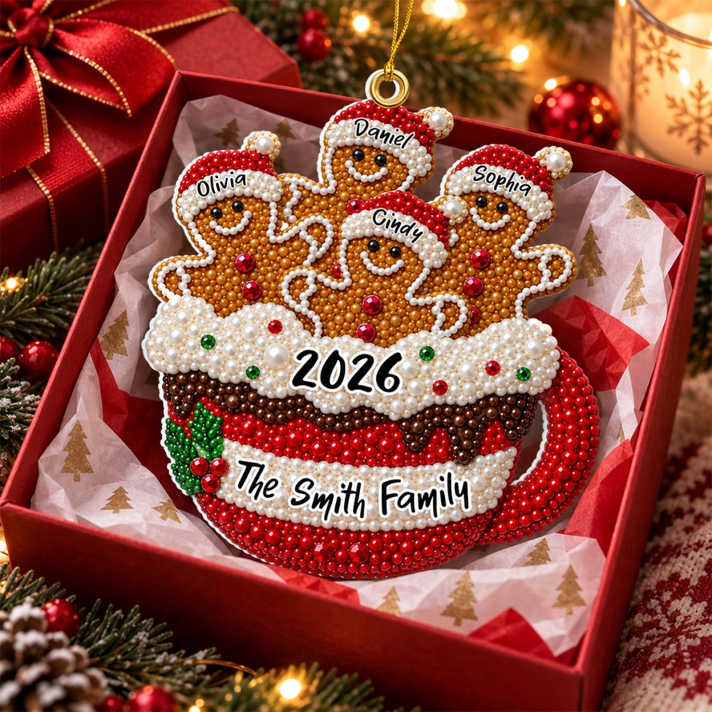 "Gingerbread Family Christmas" – Personalized Acrylic Ornament | Holiday Keepsake For Families