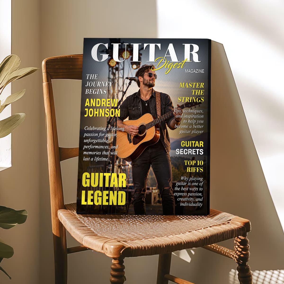 Personalized Guitar Digest Magazine Cover – Custom Guitarist Photo Keepsake, A Unique Music Gift For Guitar Lovers