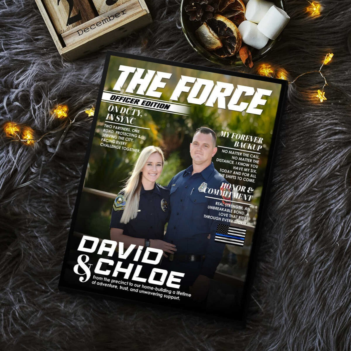 Custom Police Couple Magazine Cover, Law Enforcement Gifts for Couples, Police Anniversary Gift