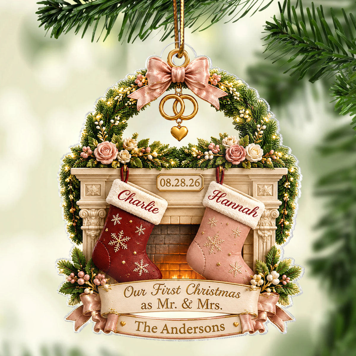 "Our First Christmas As Mr. & Mrs." – Personalized Acrylic Ornament | Christmas Gift For Couples