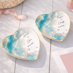 Personalized Ceramic Jewelry Dish – "Our Love Is Like The Ocean Waves" Design | A Romantic Keepsake Gift For Couples