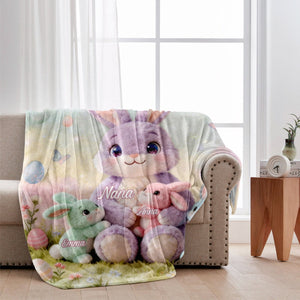 Snuggle Up with Nana Bunny – Personalized Easter Blanket for Grandma