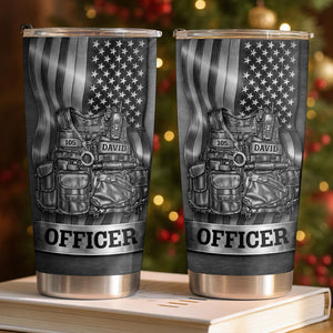 Officer Tactical Vest, Personalized Stainless Steel Tumbler, Gift For Police Lovers