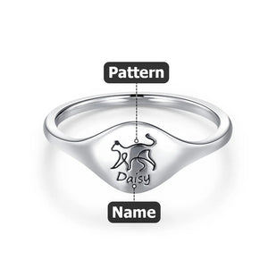 Personalized Cute Cat Dog Rabbit Animal Line Silhouette Ring Birthday Anniversary Gift For Her