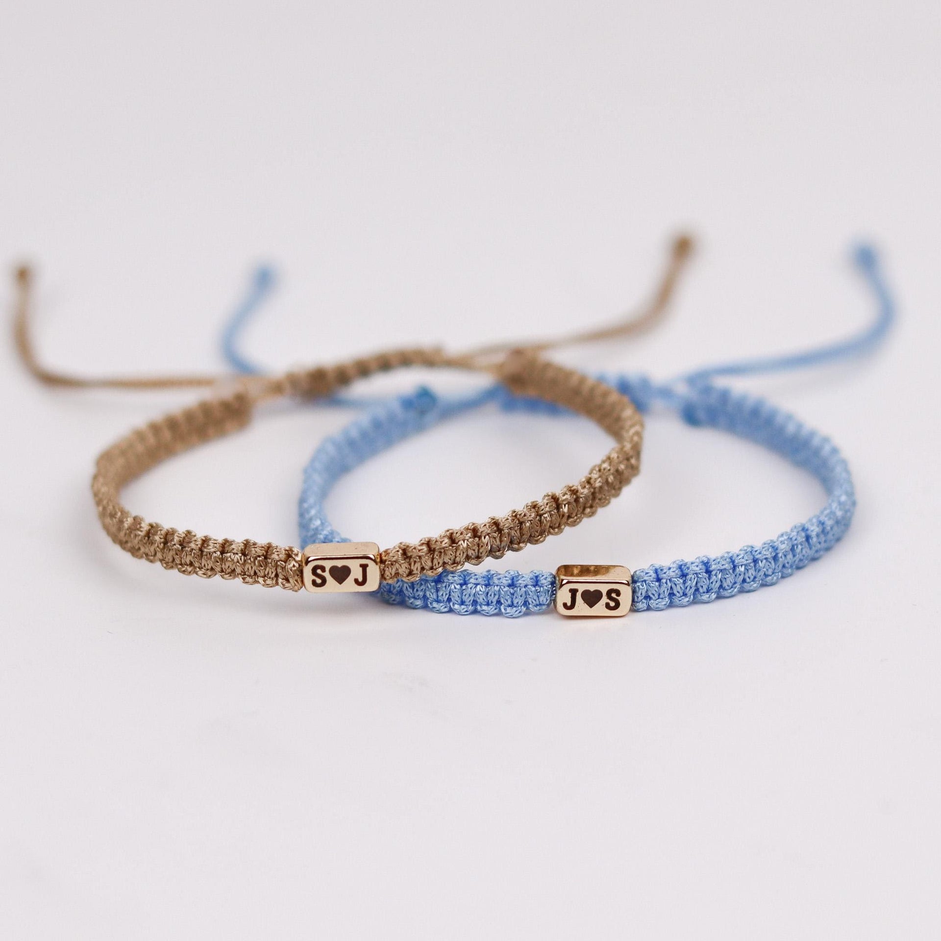 Personalized Initials Engraved Bracelet with Heart Matching Jewelry Gift for Couples