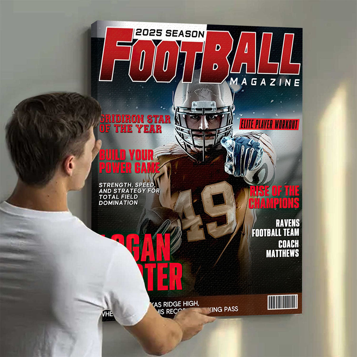Personalized Football Magazine Cover, Custom Sport Magazine Cover, Football Player Gift, Unique Gifts For Football Player, Football America Gifts, Football Gifts