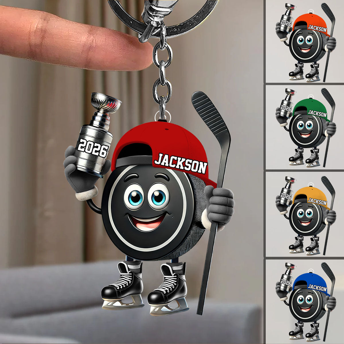Personalized Trophy Hockey Keychain, A Gift For Ice Hockey Enthusiasts