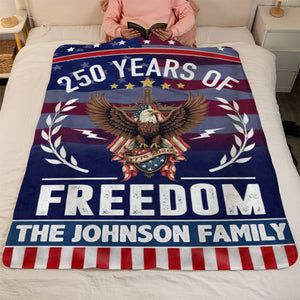 Personalized Family Name America 250 of Freedom With Eagle Blanket