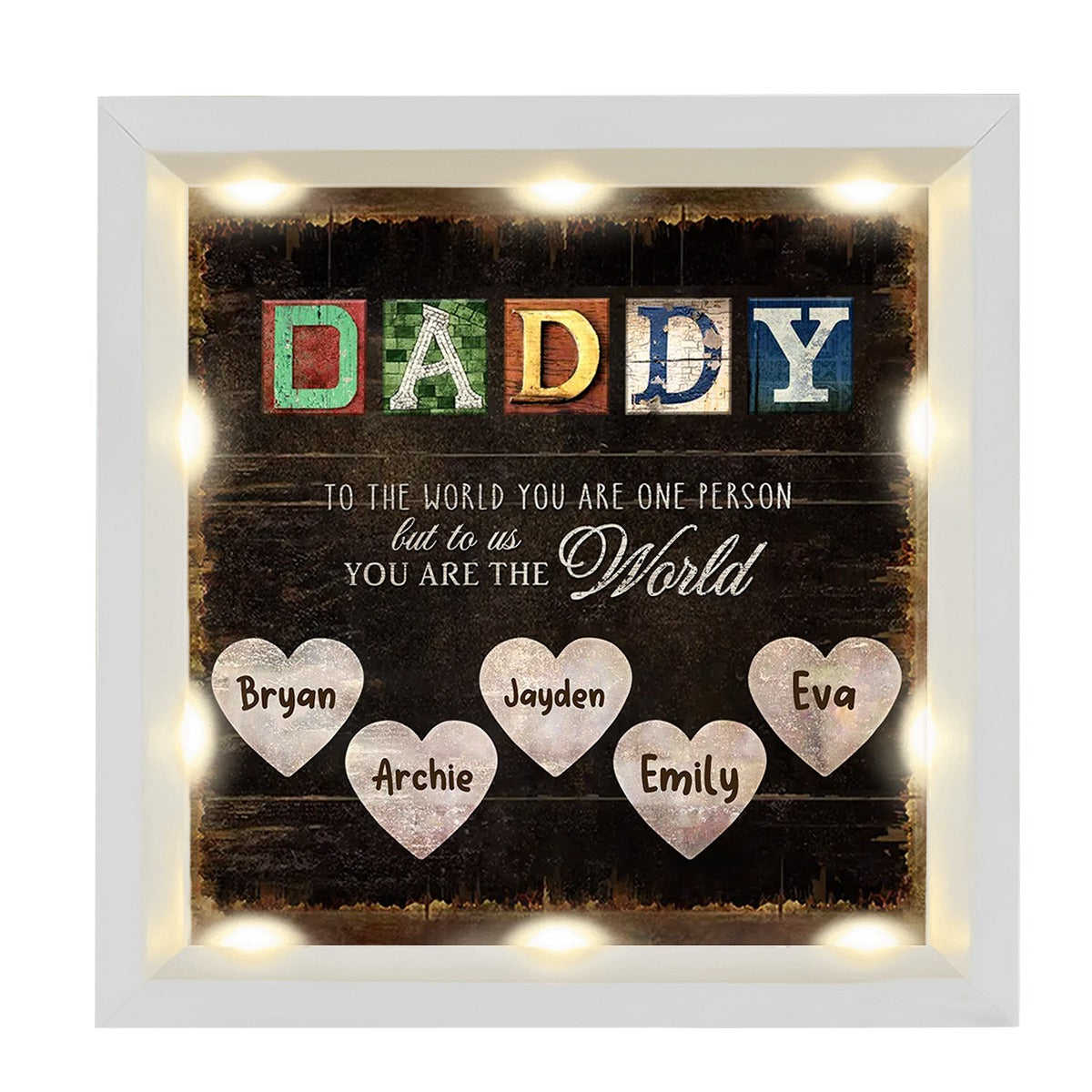 Personalized Light Shadow Box-Daddy, You Are The World