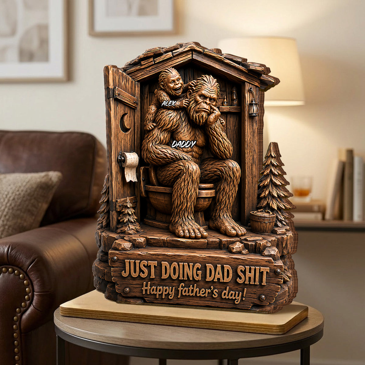 Father's Day Gift For Dad & Husband – Personalized "Just Doing Dad Sh*t" Wooden Plaque