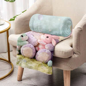 Snuggle Up with Nana Bunny – Personalized Easter Blanket for Grandma