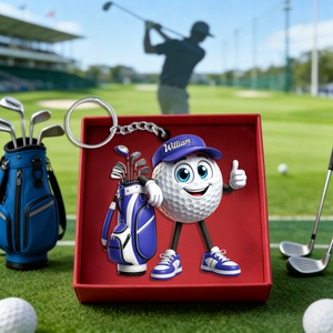 Thumbs Up Personalized Cute Golf Ball Mascot Keychain Gift For Golf Lovers