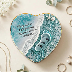"Where Love Never Ends" – Sea Glass Design Personalized Jewelry Dish | Memorial Ocean Remembrance Gift For Loss of Loved One