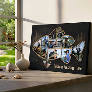Personalized Fish Shape Canvas – Fishing Wall Art Gift For Dad & Cabin Decor