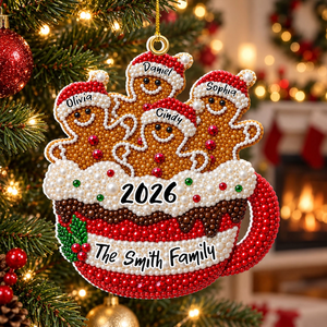 "Gingerbread Family Christmas" – Personalized Acrylic Ornament | Holiday Keepsake For Families