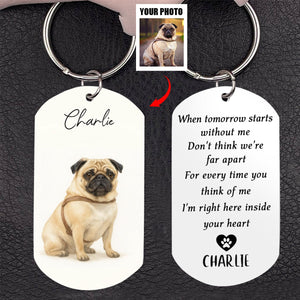 Custom Watercolor Photo Forever My Furry Angel - Memorial Personalized Keychain - Sympathy Gift For Pet Owners, Pet Lovers