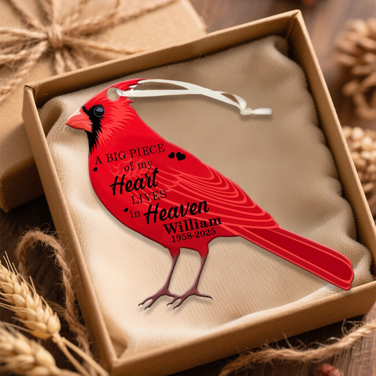 Cardinal A Big Piece Of My Heart Lives In Heaven Personalized Custom Shape Ornament Memorial Gift Family Gift