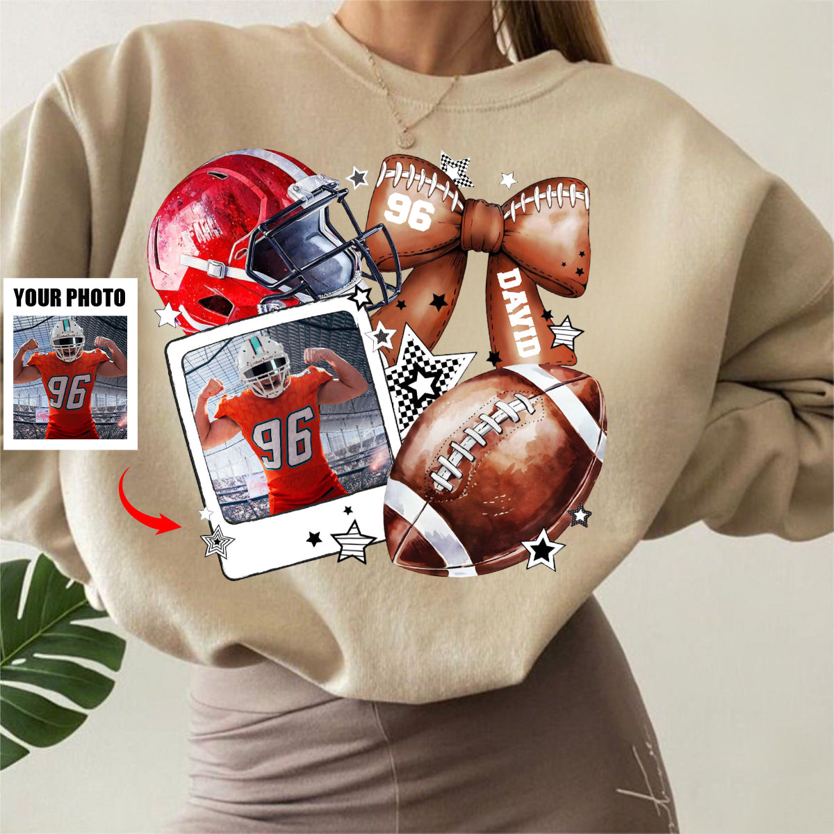 Custom Football Photo Personalized Sweatshirt Gift For Football Mom