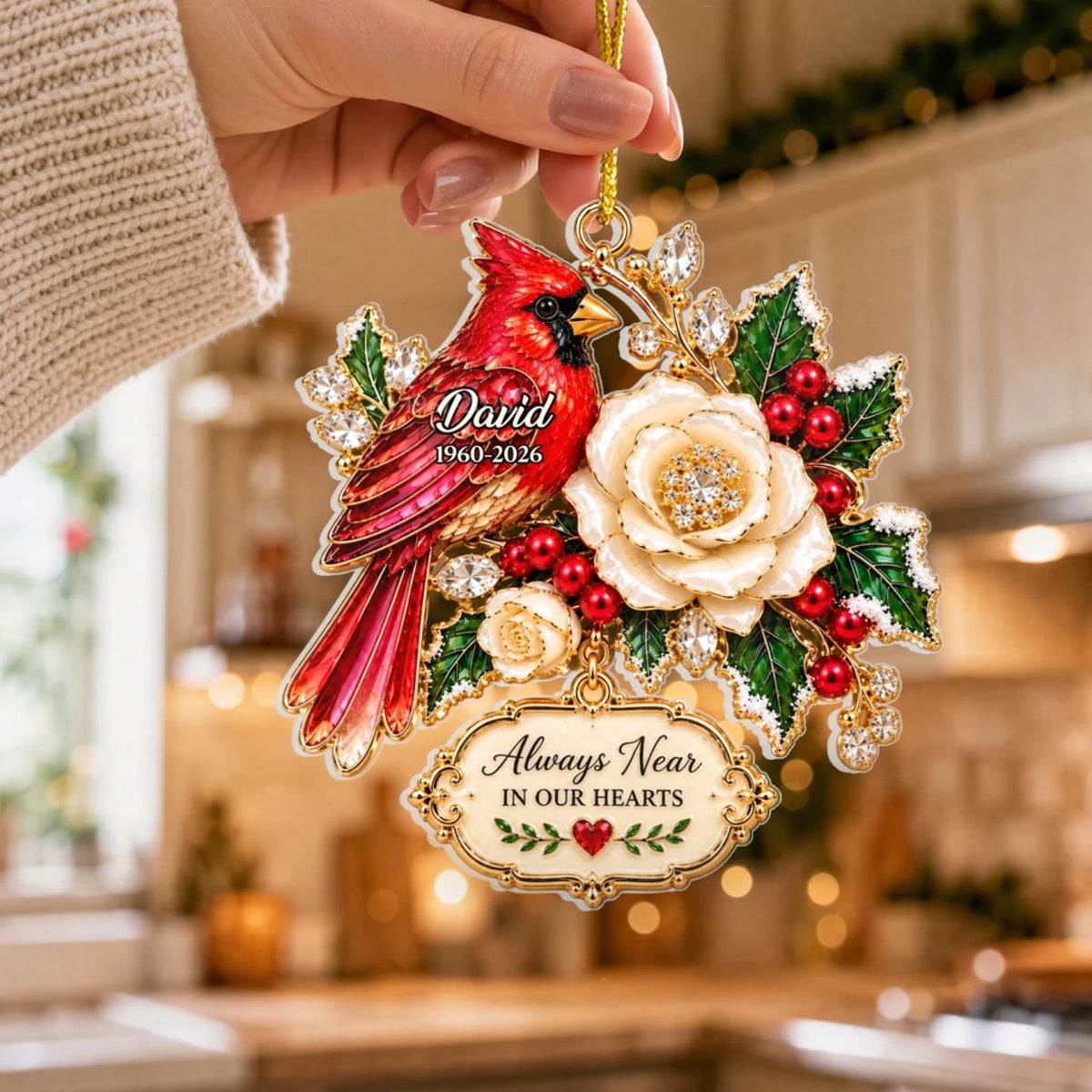 "Always Near Your Heart" – Personalized Acrylic Ornament | Memorial Gift For Loss Of Loved One