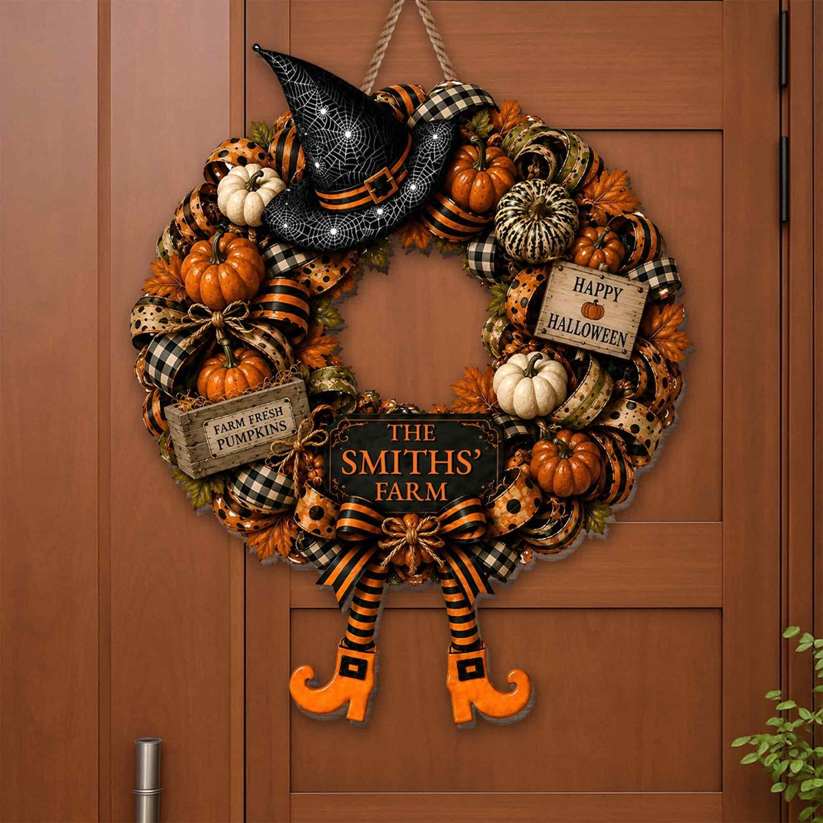 "Happy Halloween – Farm Fresh Pumpkins" – Personalized Wood Sign | Gift For Families & Fall Lovers