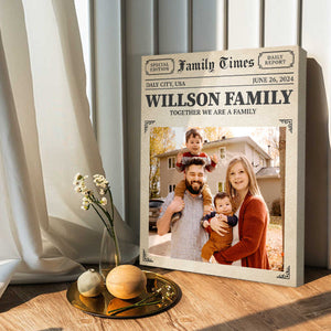 Personalized Newspaper Wall Art, Family Times Magazine Poster Print, Family Photos Canvas
