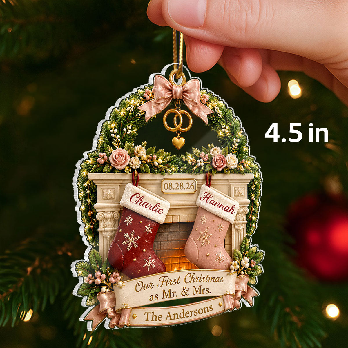 "Our First Christmas As Mr. & Mrs." – Personalized Acrylic Ornament | Christmas Gift For Couples