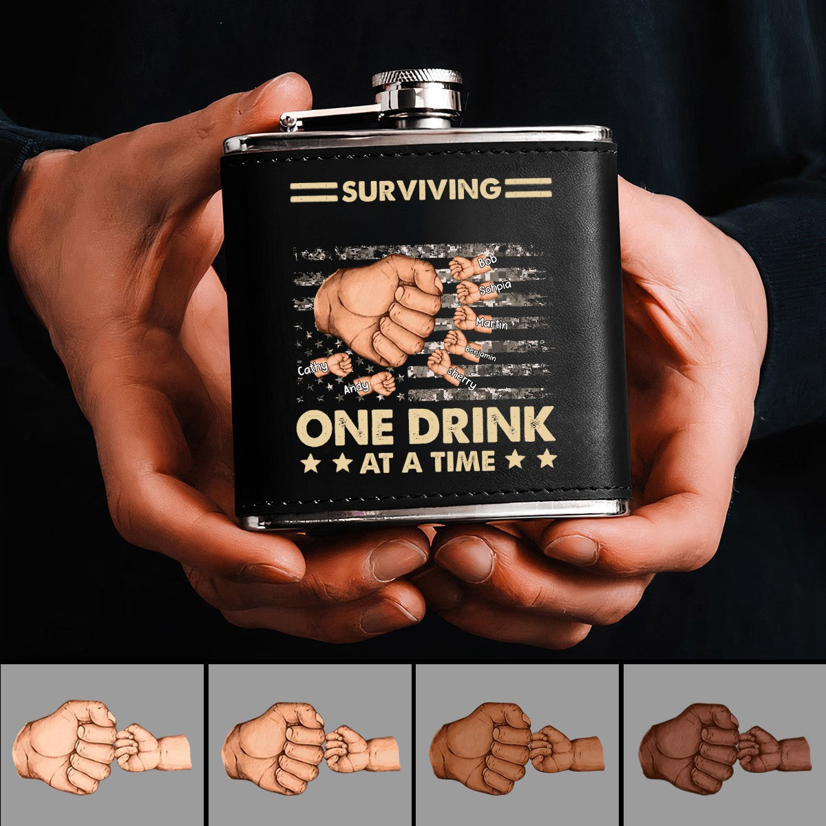 Personalized Family Custom Hip Flask - To Dad, From The Reasons You Drink