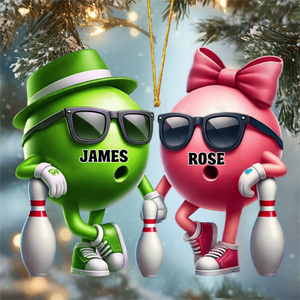 Bowling Couple Ornament - Personalized  Custom Name Acrylic Ornament