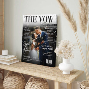 The Vow Magazine Cover, Custom Wedding Love Story Canvas, Romantic Couple Keepsake, Romantic Forever Gift