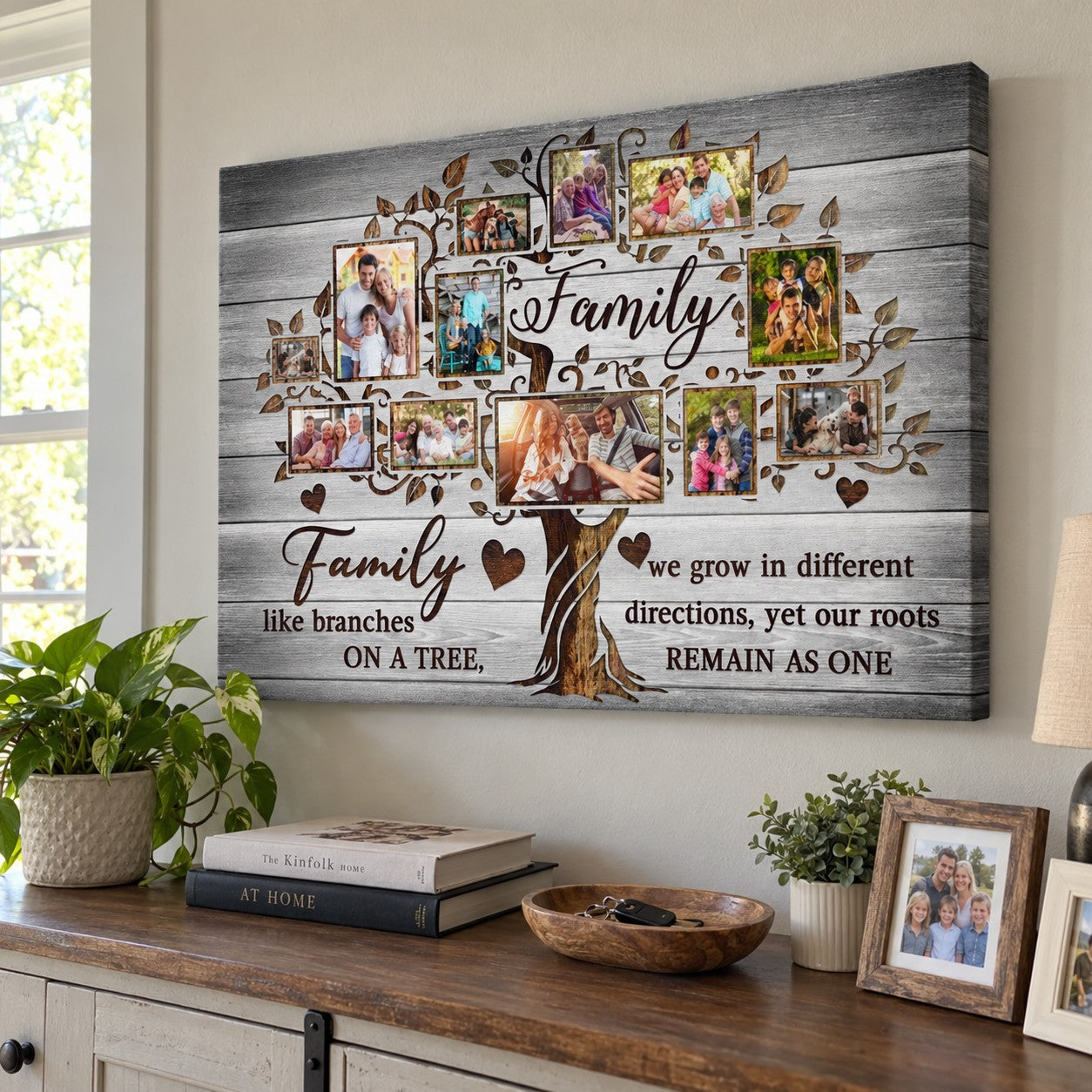 Personalized Canvas Print – Custom Family Photo Tree, "The Best Things In Life Are" Design, Gift For Parents & Grandparents