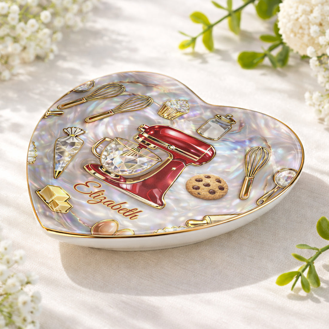Gift For Bakers & Cookie Lovers – Personalized "Baking With Love" Jewelry Dish
