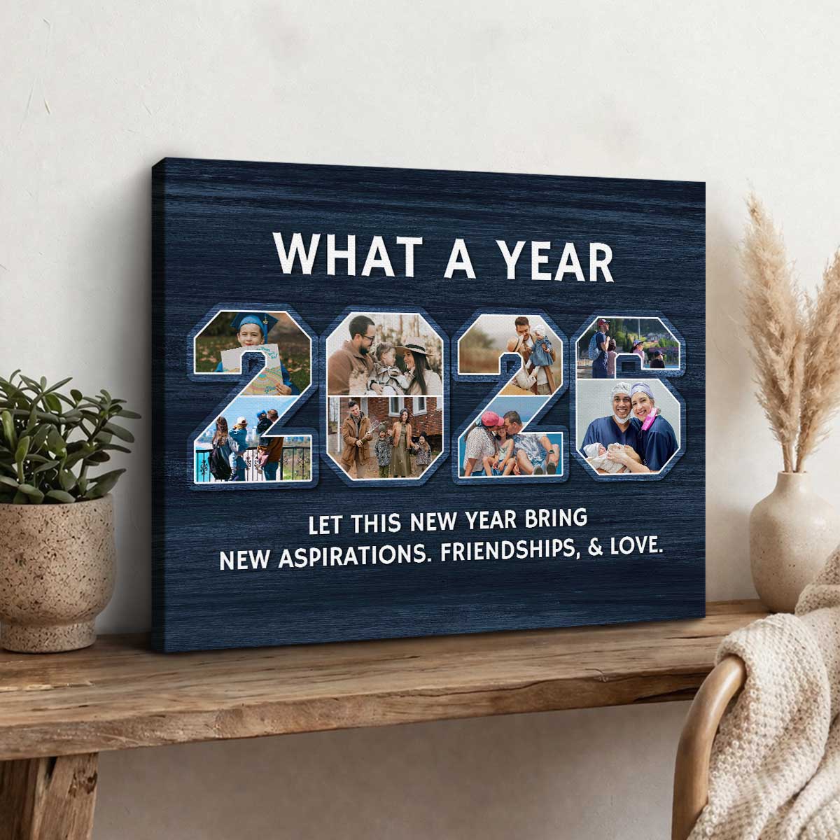 Personalized 2026 Year In Review Photo Collage Canvas – Custom Family Memory Wall Art | Christmas Gift For Families