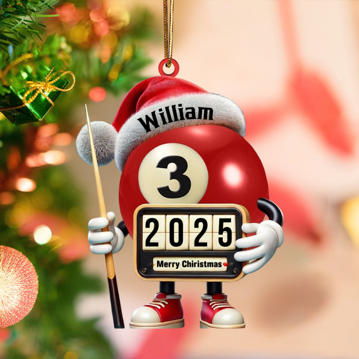 Custom Name and Year Billiard Ornament, Billiard Lover Christmas Gift
