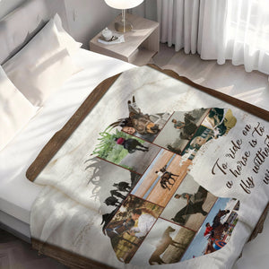 Personalized Horse Collage Photo Blanket Gift For Horse Riders, Horse Lover