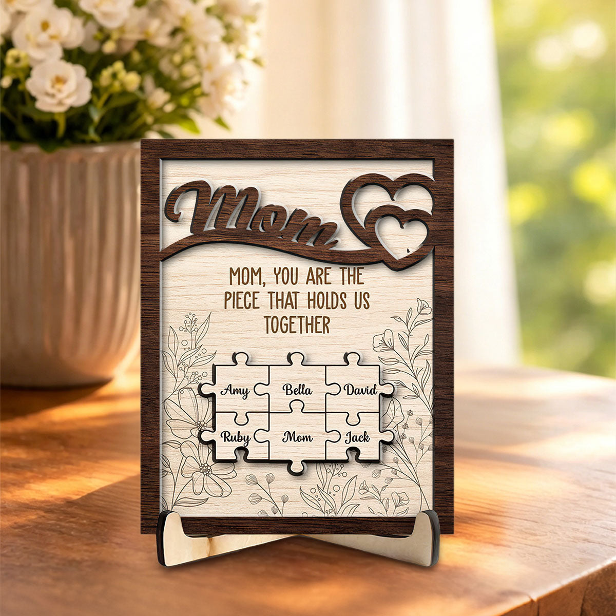 You Hold Us Together - Personalized Wooden Plaque - Gift For Mom
