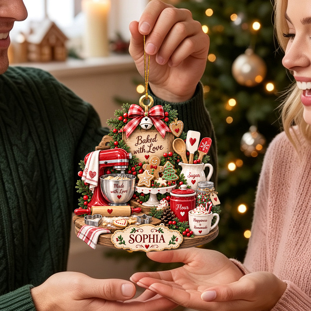 Baked With Love – Personalized Baker Christmas Ornament | Custom Name Keepsake Gift For Bakers