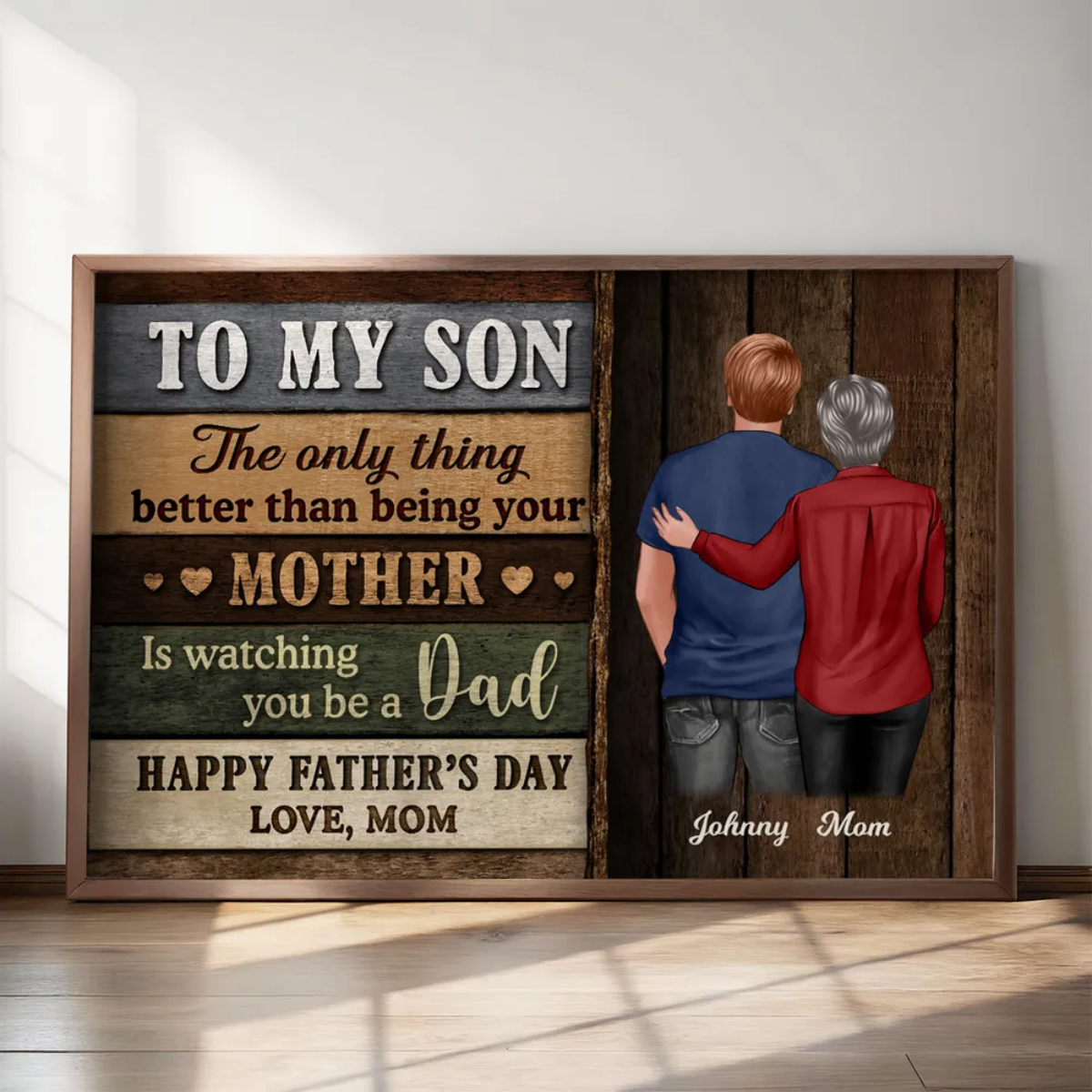 Colored Wood Pallets To My Son Happy Father's Day Personalized Poster, Heartfelt Father's Day Gift For Son