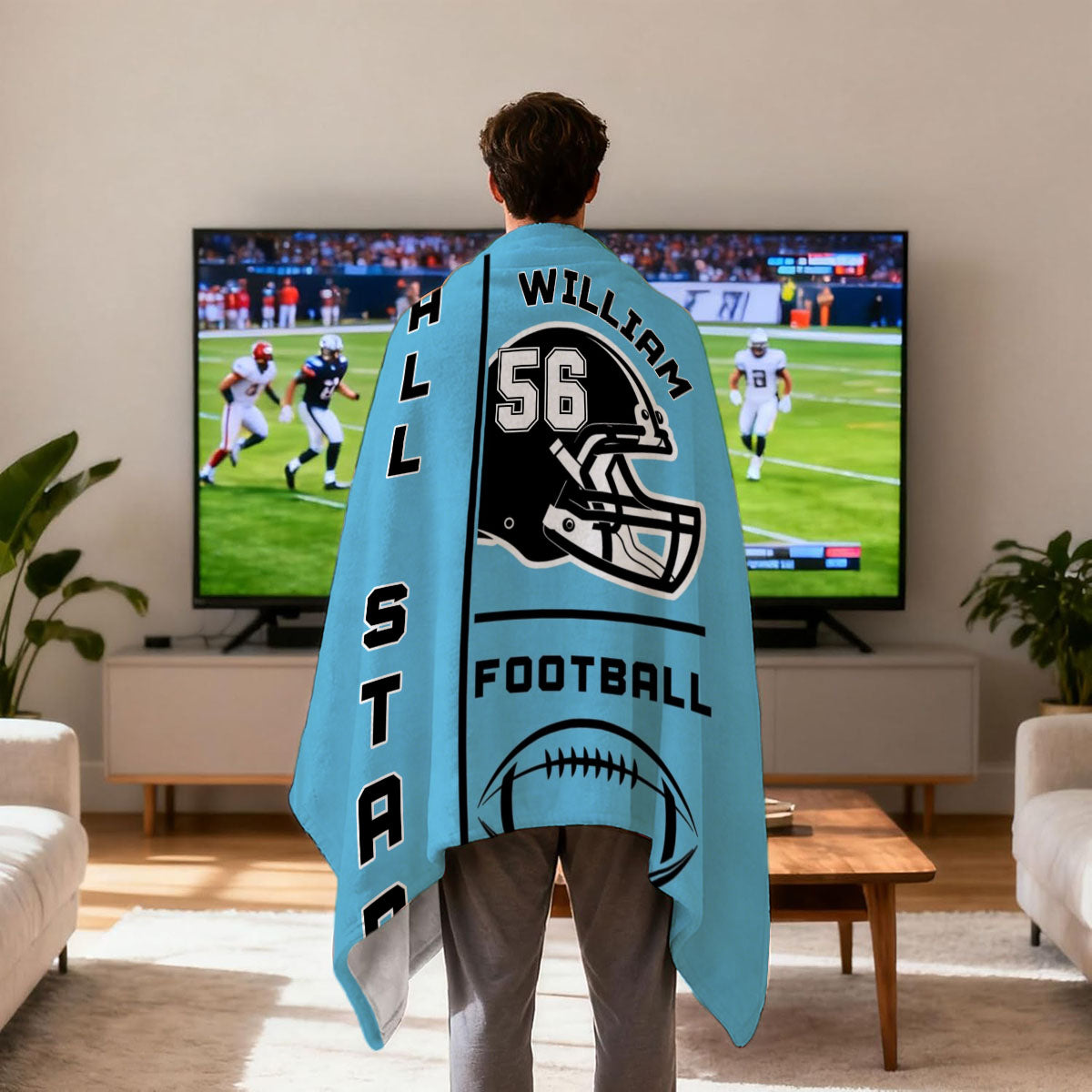 Personalized Football Helmet Blanket Gifts for Football Lovers, Coaches,Fans, Men