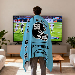 Personalized Football Helmet Blanket Gifts for Football Lovers, Coaches,Fans, Men