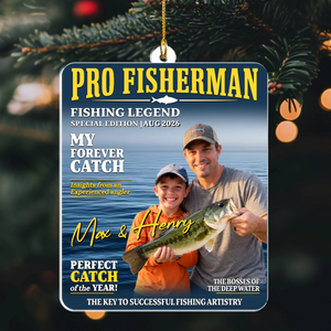 Born To Be A Fisherman – Personalized Acrylic Christmas Ornament | Custom Name Fishing Keepsake