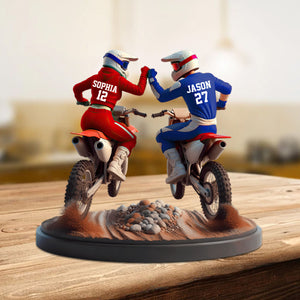 "Ride Together, Stay Together" - Personalized Dirt Bike Couple Acrylic Plaque - Custom Gifts for Moto-Loving Couples