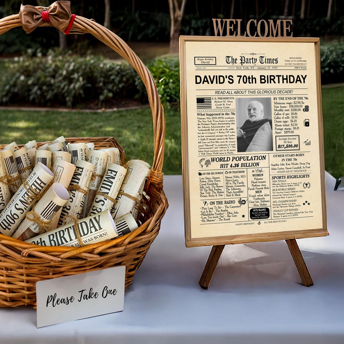 Happy Birthday! - Personalized Photo 40th 50th 60th 70th Birthday Newspaper Poster