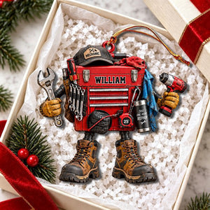 Personalized Mechanic Toolbox Christmas Ornament Gift For Mechanic, Racer
