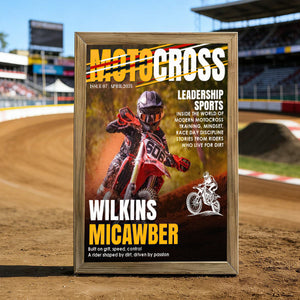 Personalized Motocross Magazine Cover Poster, Gift for Motocross Lovers, Custom Dirt Bike Rider Photo Gift