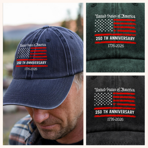Personalized America 250th Anniversary Semiquincentennial Washed Denim Baseball Cap