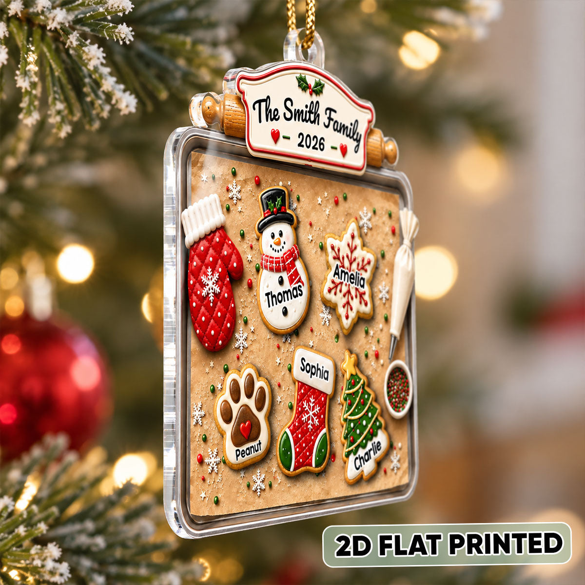 Personalized "Family Gingerbread Cookie" Acrylic Ornament – Holiday Keepsake For Families