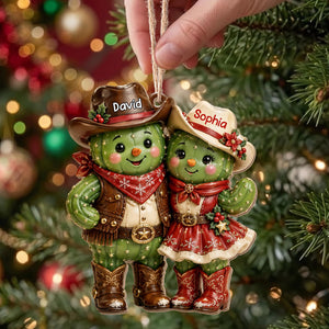 Our First Christmas Together – Personalized Cowboy Couple Wooden Ornament | Custom Keepsake Gift For Couples