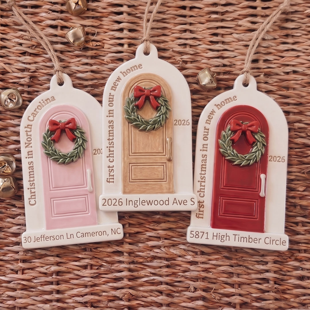 "First Christmas in New Home" – Personalized Acrylic Door Ornament | Custom Address Gift & Realtor Closing Gift